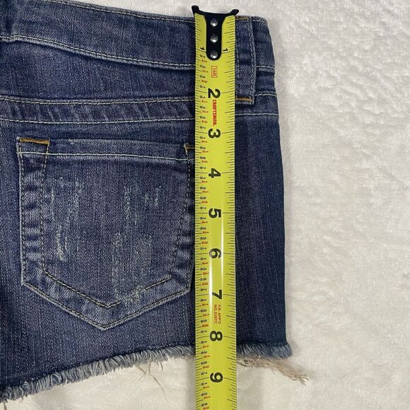 SPJ Denim Jean Shorts Cut Offs Frayed Distressed Festival Low Rise Juniors Sz XS - Picture 8 of 8